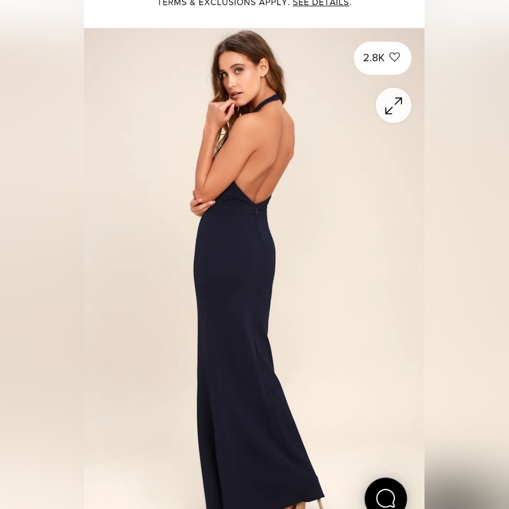 Love Potion Navy Blue Lace Halter Maxi Dress